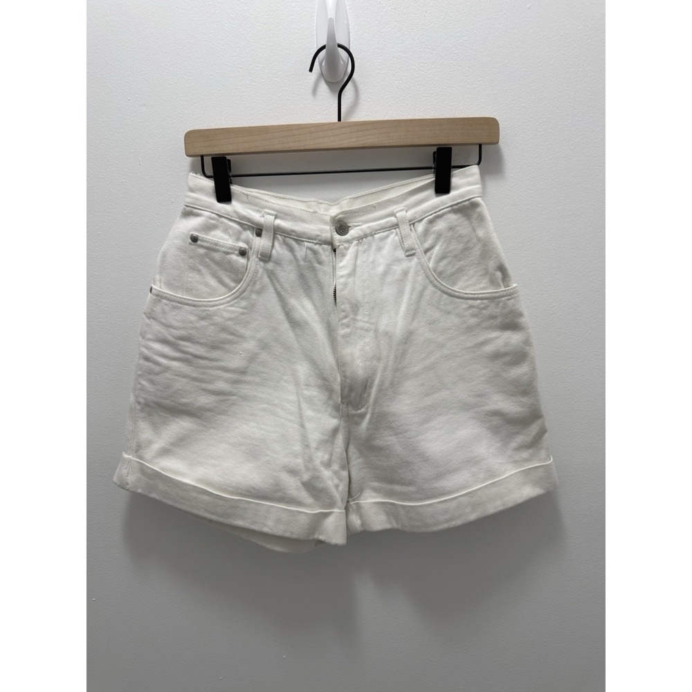 Bill Blass Womens White Denim‎ Shorts Size 8 High Rise Cuffed 100% Cotton